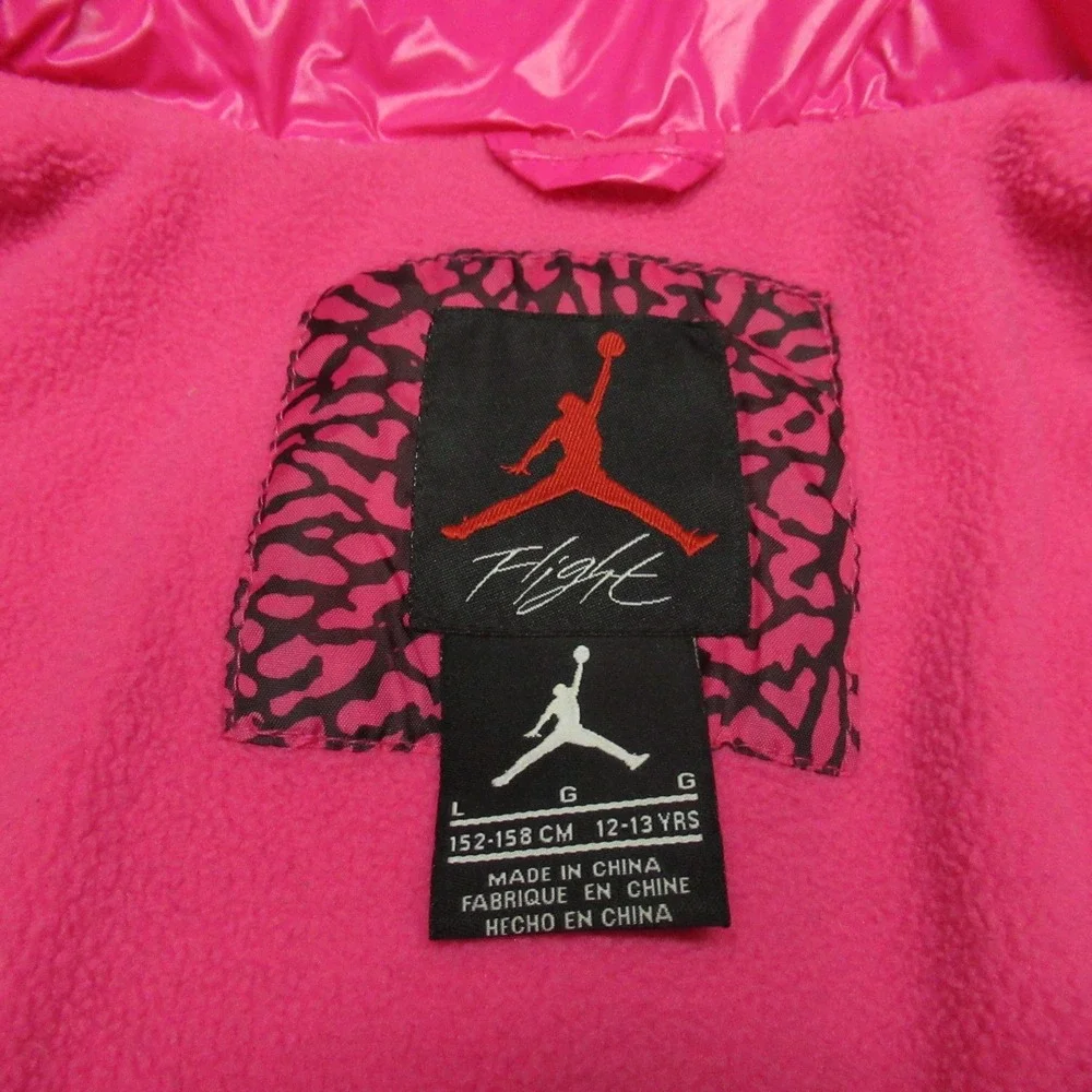 Jordan Flight Jacket Girls Large 12-13 Yrs Pink‎ Insulated Hooded Quilted Puffer